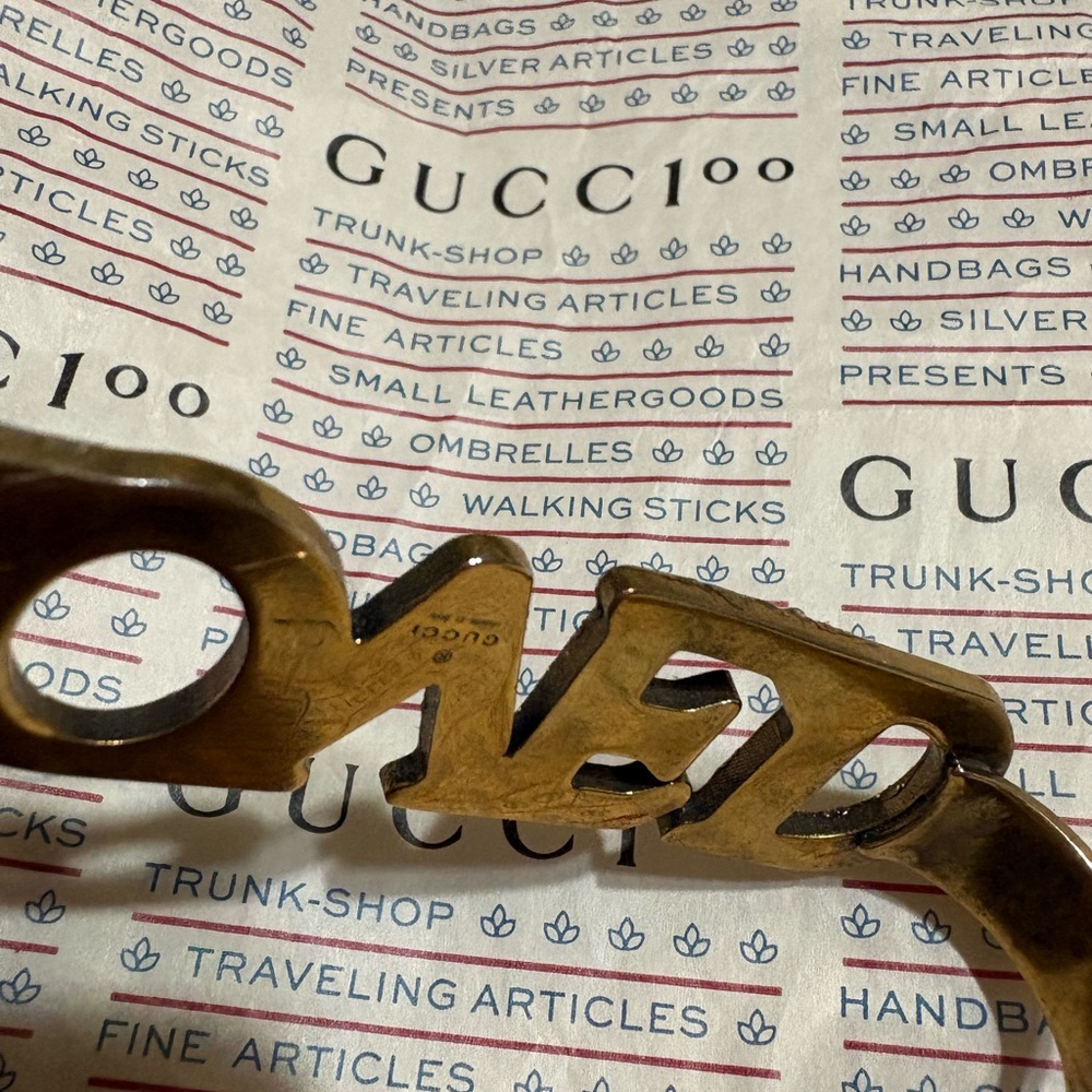 Gucci Gold Multicolor Crystal 'LOVED' Bracelet Cuff signed authentic. Listing B - Picture 3 of 9